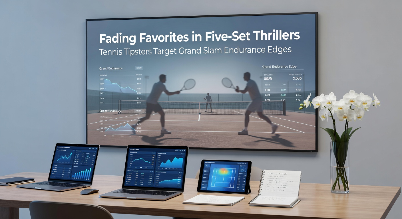 Graph showing win rates for favorites in five-set matches dropping sharply after 2-1 leads, overlaid with player fatigue stats from recent Grand Slams