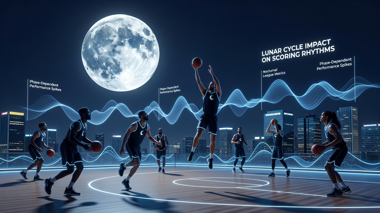 Graph showing scoring trends aligned with lunar illumination percentages across nocturnal league seasons